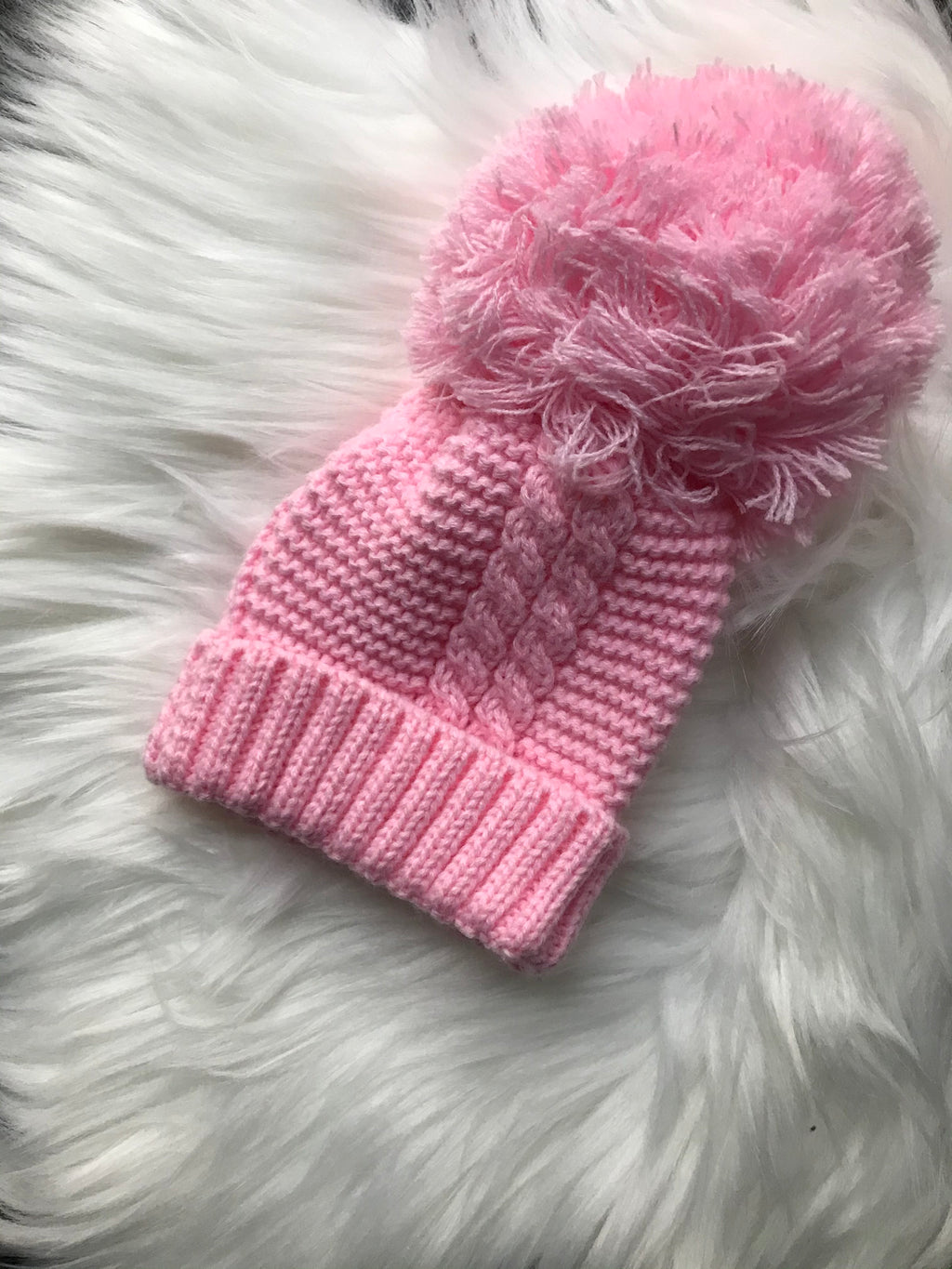 Baby pink bobble hat