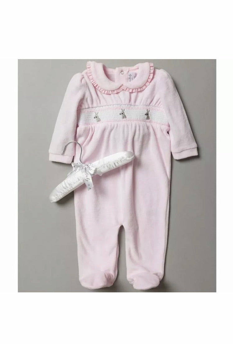 Bunny velour sleepsuit