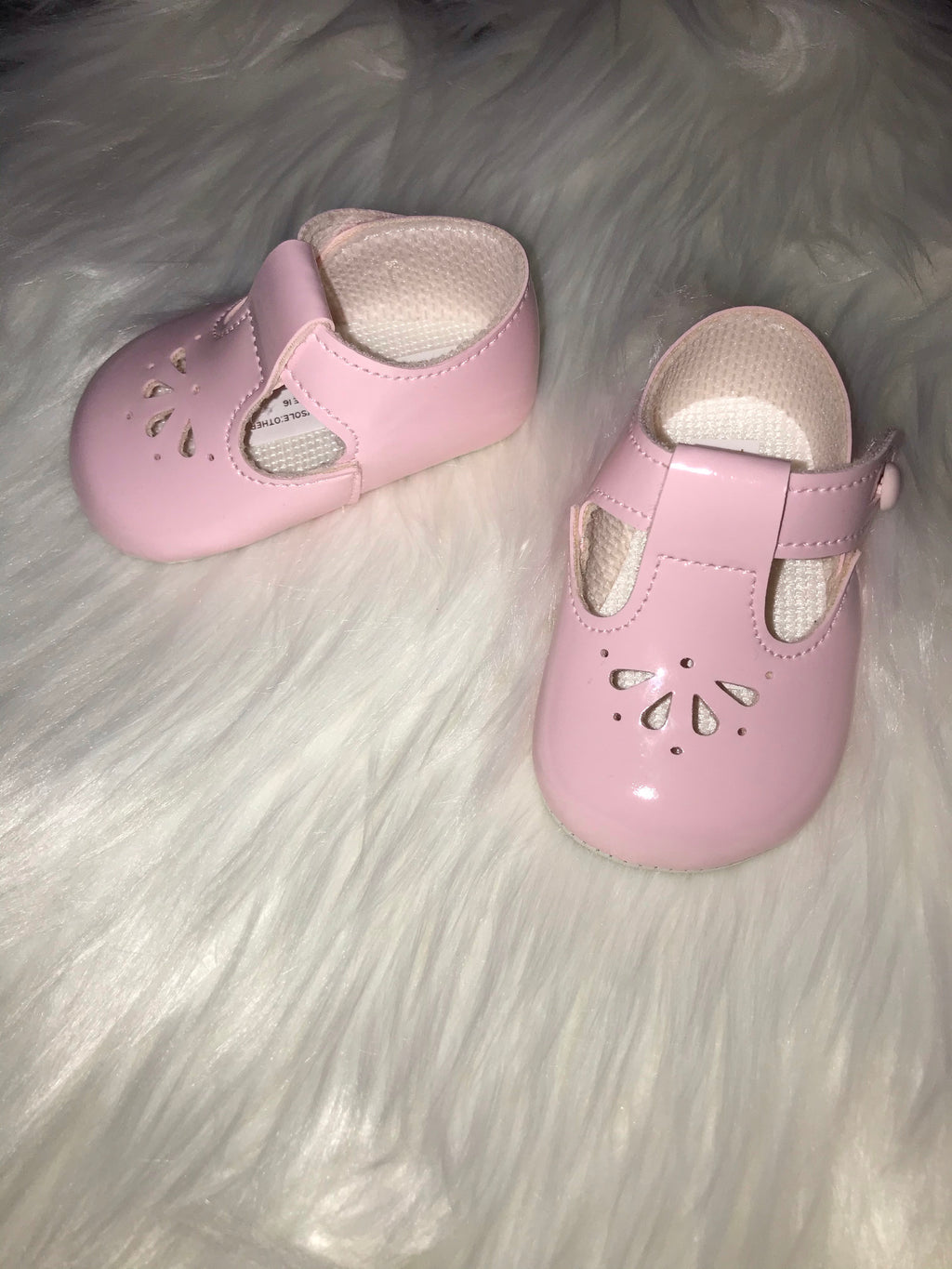 Baby girls pram shoes with T bar and soft sole