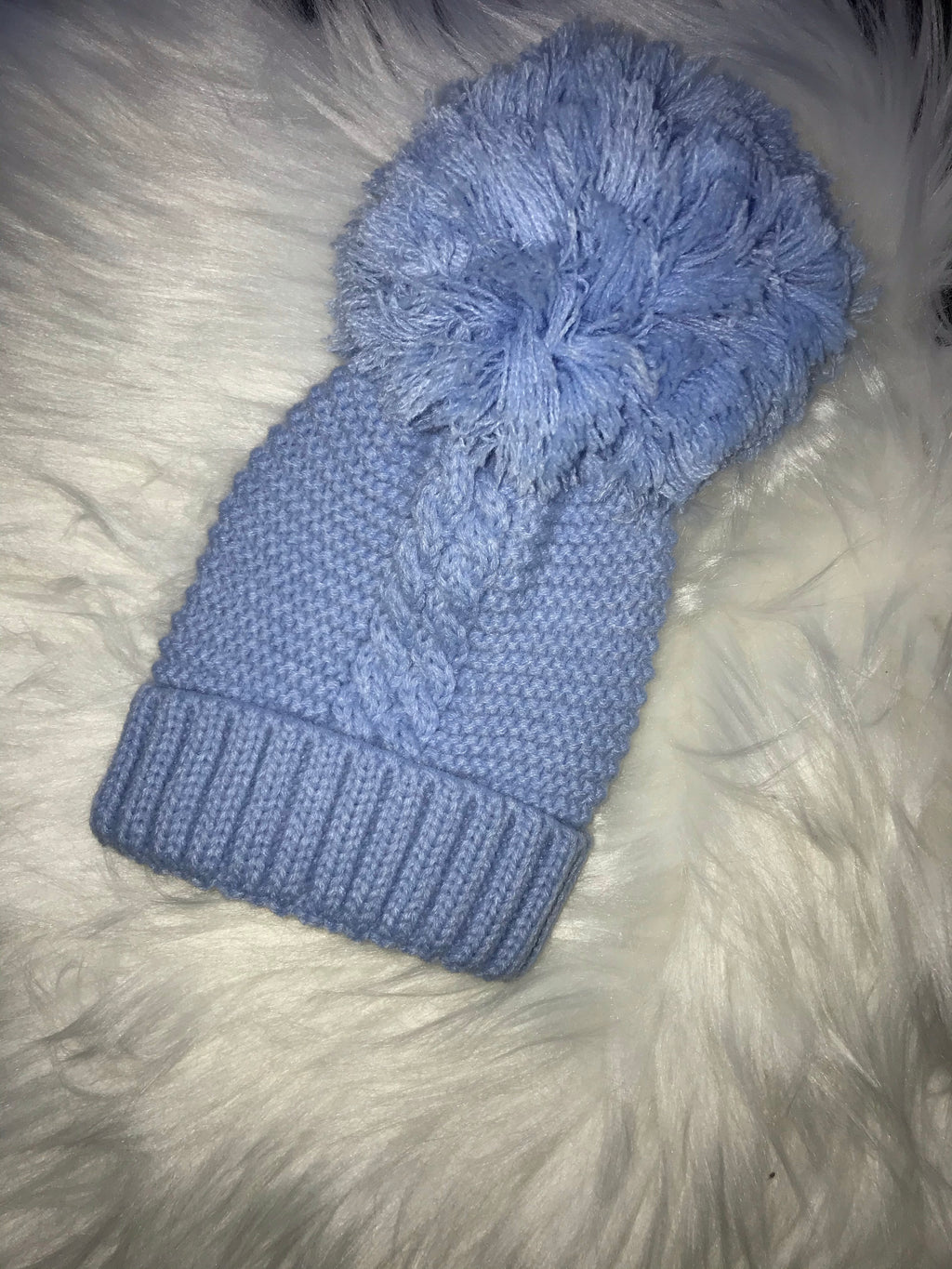 Baby blue bobble hat