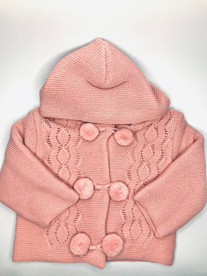 Double knit Pom Pom pram cardigan